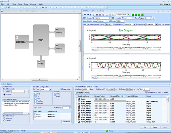 Screenshot shows how Sigrity SystemSI starts with a block-based schematic editor to make it easy to get started with very basic data