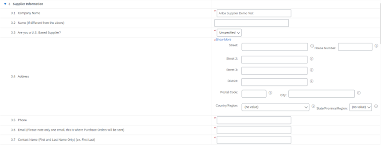 Section 3-Supplier Information