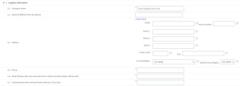 Section 3-Supplier Information