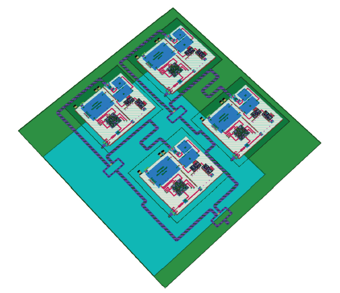 TX/RX module with 2x2 phased array antenna