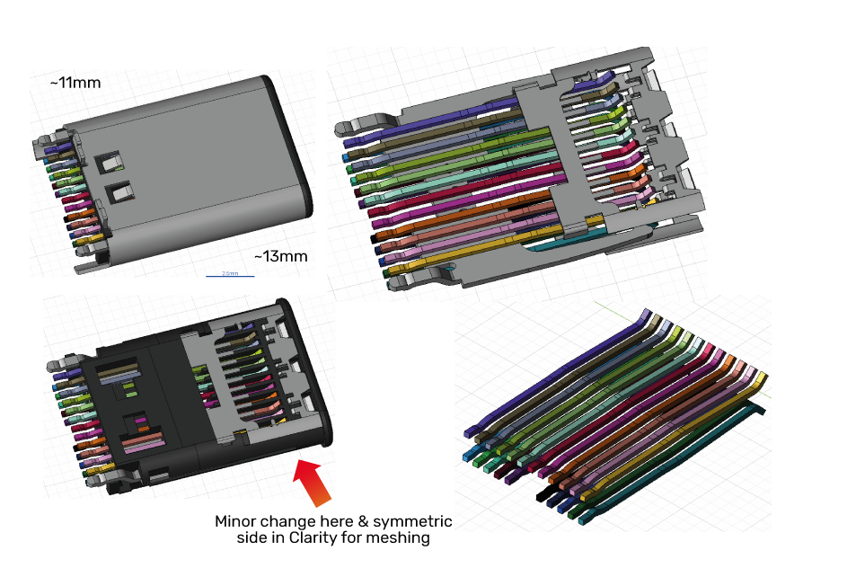 Details of the USB-C plug for the connector (parts courtesy of Würth Elektronik)