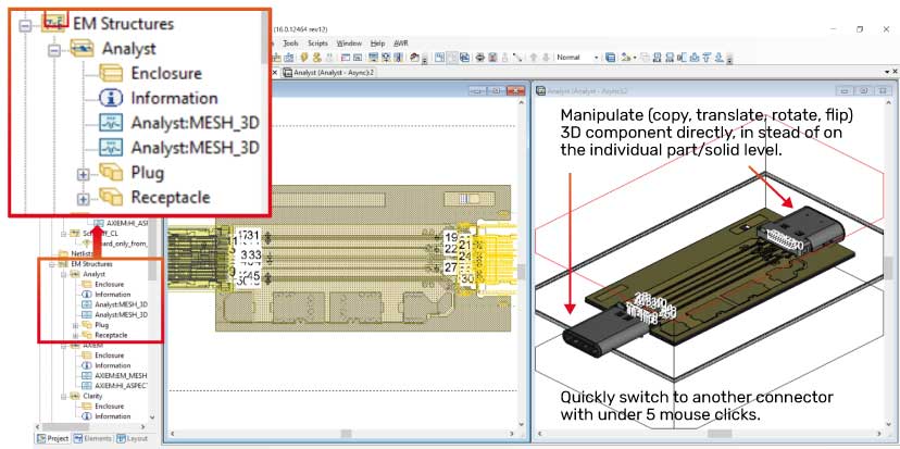 Hierarchical design in the Clarity solver (parts courtesy of Würth Elektronik)