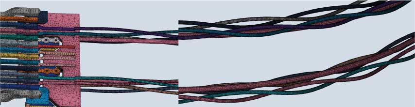 Clarity mesh twisted pair part (left) and bent segment (right) (parts courtesy of Würth Elektronik)