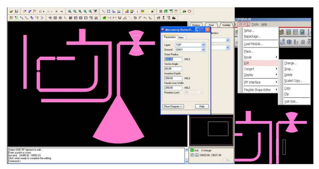 The Analog/RF Option supports creation and editing of complex RF components