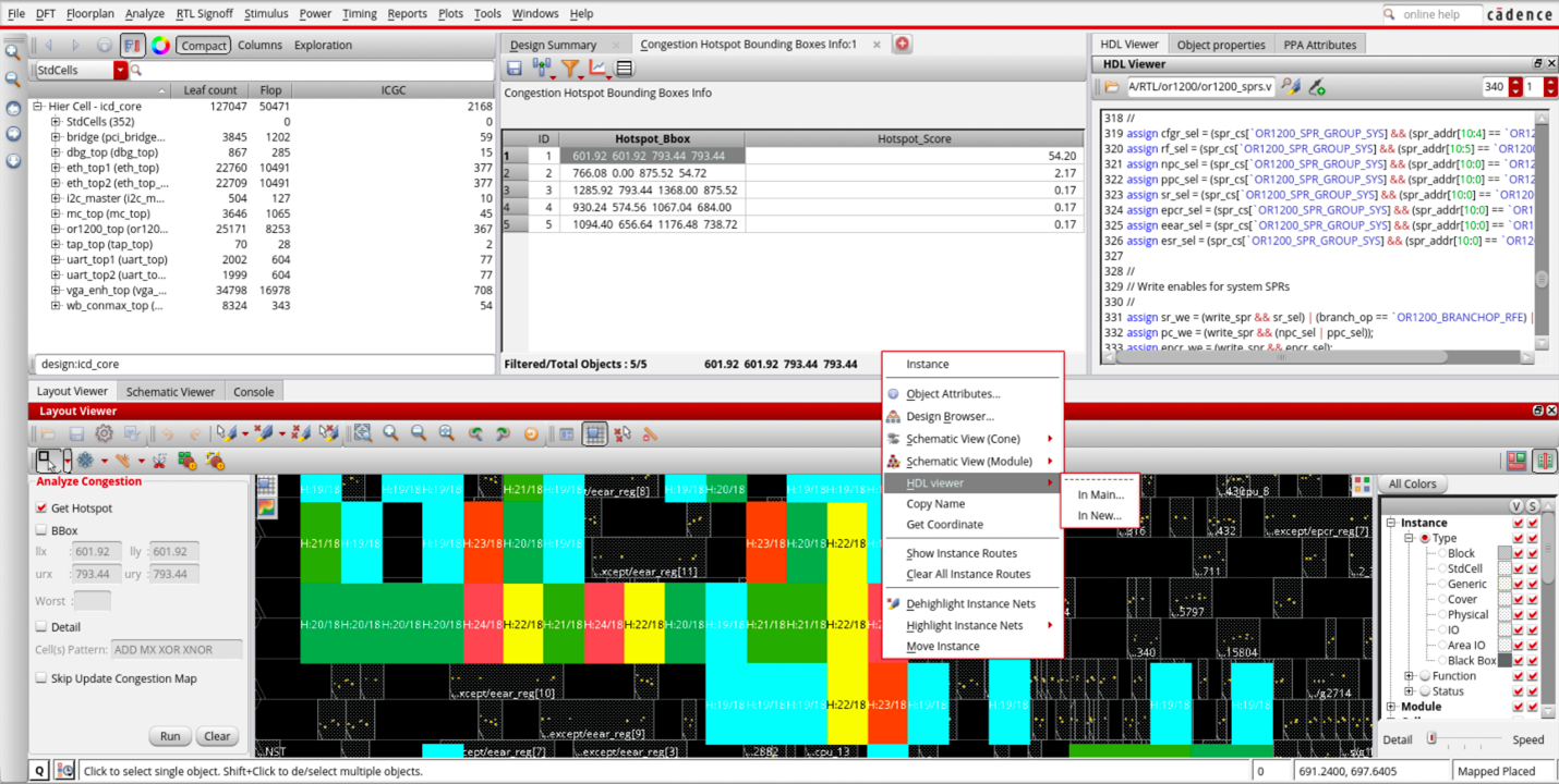 Interactive congestion hotspot layout viewer