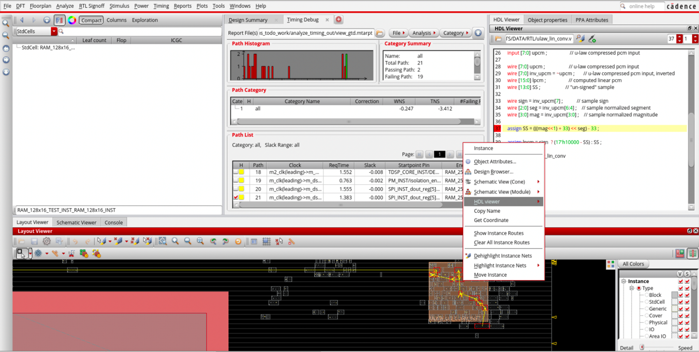 Timing debug HDL viewer