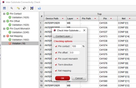 Inter-substrate connectivity checks