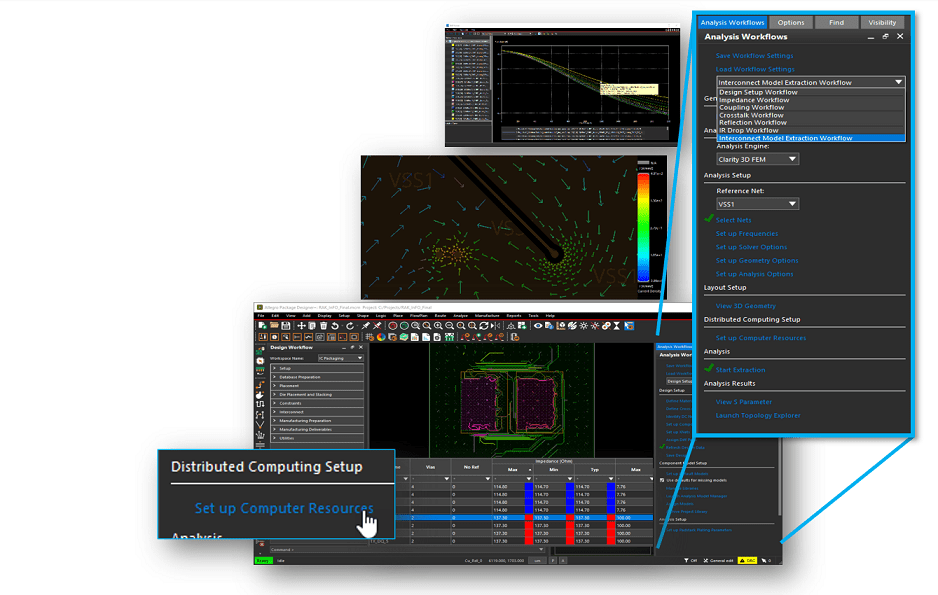 Sigrity Aurora IC Package Analysis is seamlessly integrated with Allegro X Advanced Package Designer