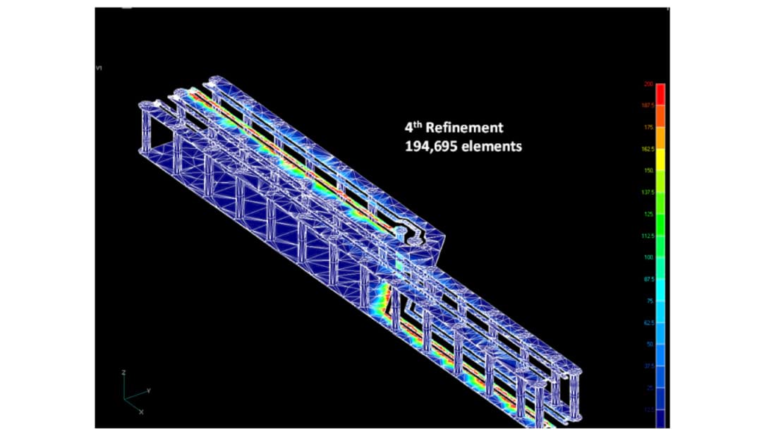 Figure 3: Meshing of 3D structures is visualized. Here we see the adaptive meshing algorithm in its fourth refinement.