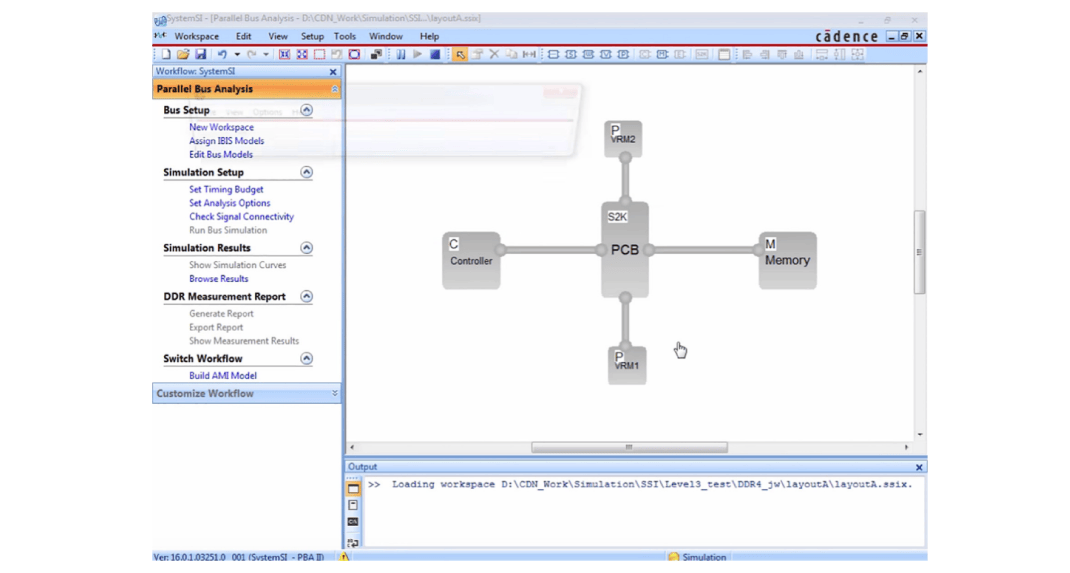 Figure 5: Sigrity SystemSI tool with a Sigrity SPEED2000 PCB block to be used in the FDTD-direct simulation