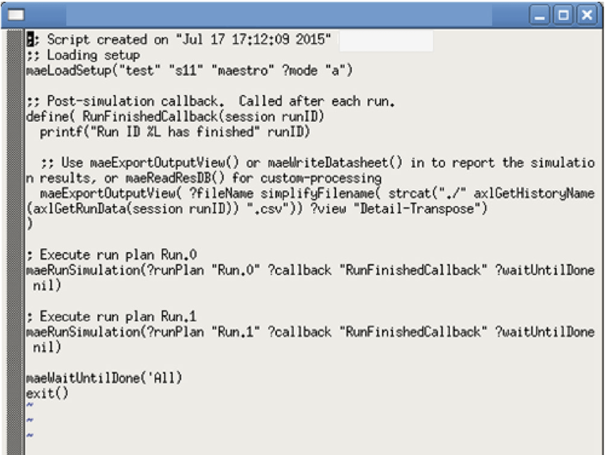 Example “run plan” that is auto-generated for easy regression scripting