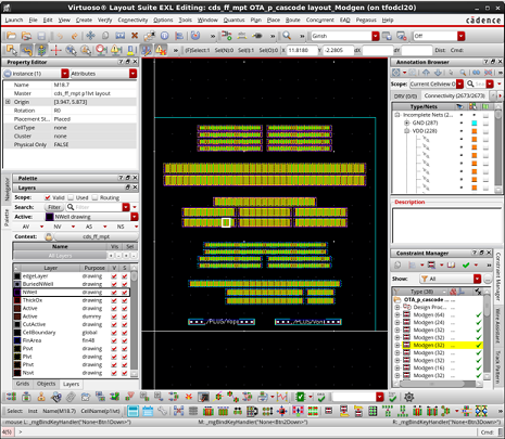 Industry-standard Virtuoso Layout Suite user interface