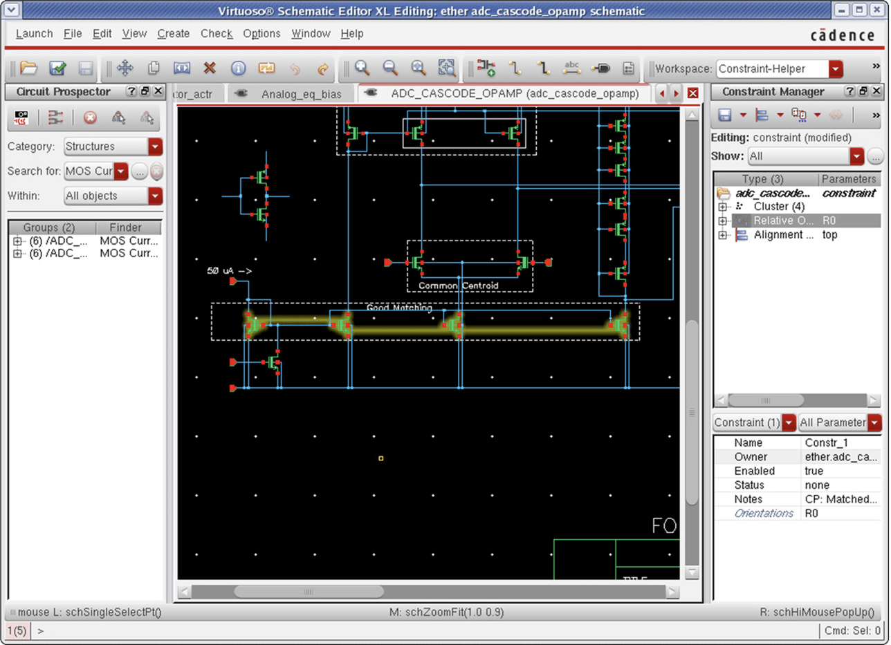 Virtuoso Schematic Editor XL common constraint environment