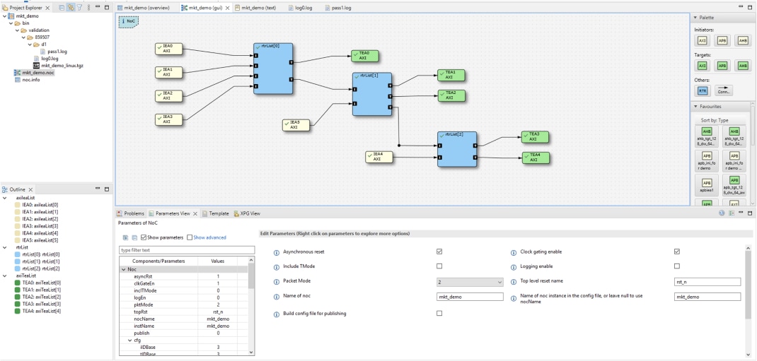 NoC being designed using the Cadence Janus NoC’s design entry tool