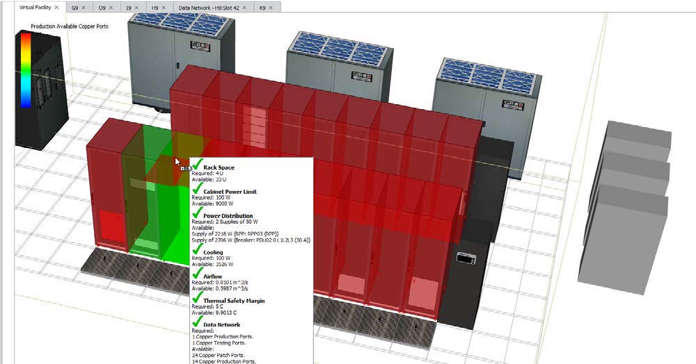 The software’s IT deployment traffic light system shows availability for data network connections