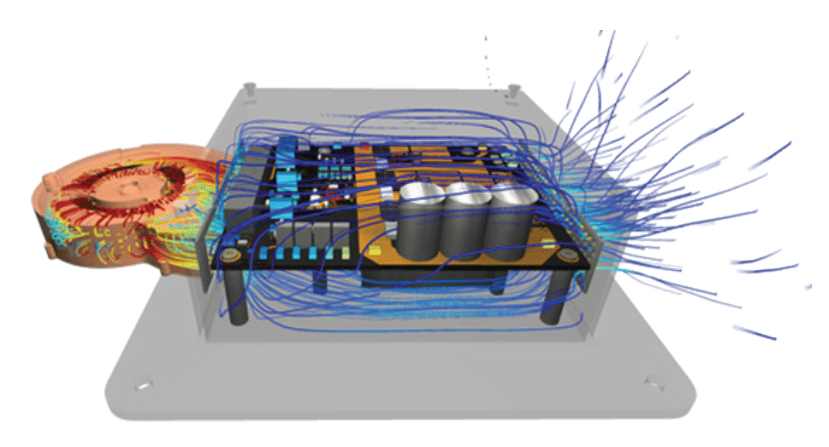  The Celsius EC Solver analyzes airflow, temperature, and heat transfer in electronic assemblies and enclosures