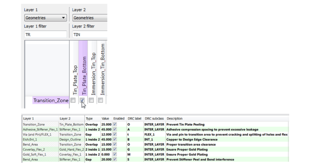 Figure 6: Creating inter-layer rules with the rigid-flex design capability should be easy