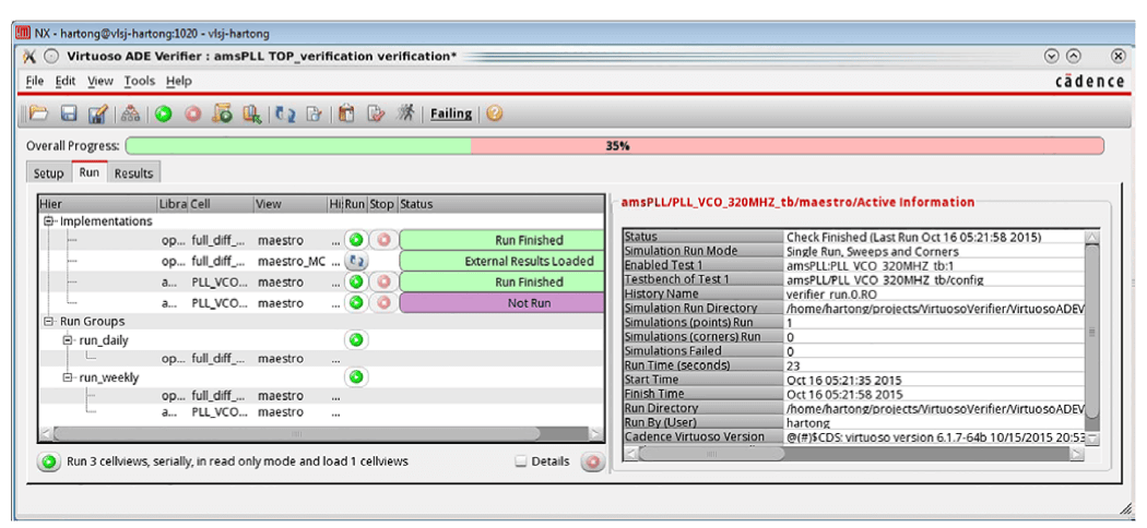 Results tab allows designer to run implementation